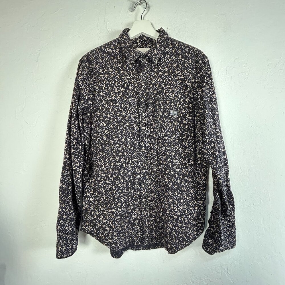 Denim & Supply Ralph Lauren Mens Floral Button-Up Cotton Shirt Medium Navy/White